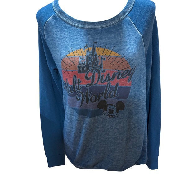 Disney Parks Walt Disney World Sweatshirt Mickey Mouse 1971 Blue Raglan‎ M - Picture 2 of 8